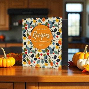 Vibrant Fall Leaves & Berries Customizable Recipe 3 Ring Binder