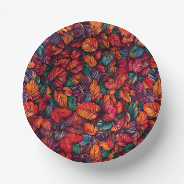 Vibrant Fall Leaves Paper Bowls (Front)