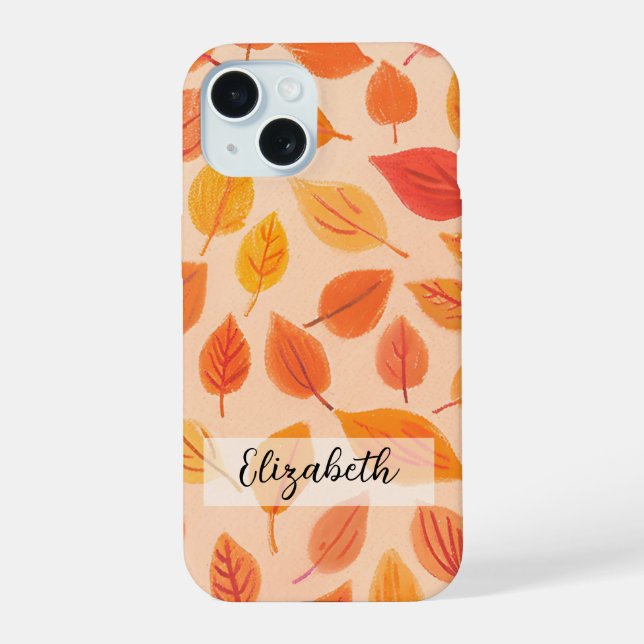 Vibrant Fall Leaves Pattern Colorful Autumn iPhone 15 Case (Back)