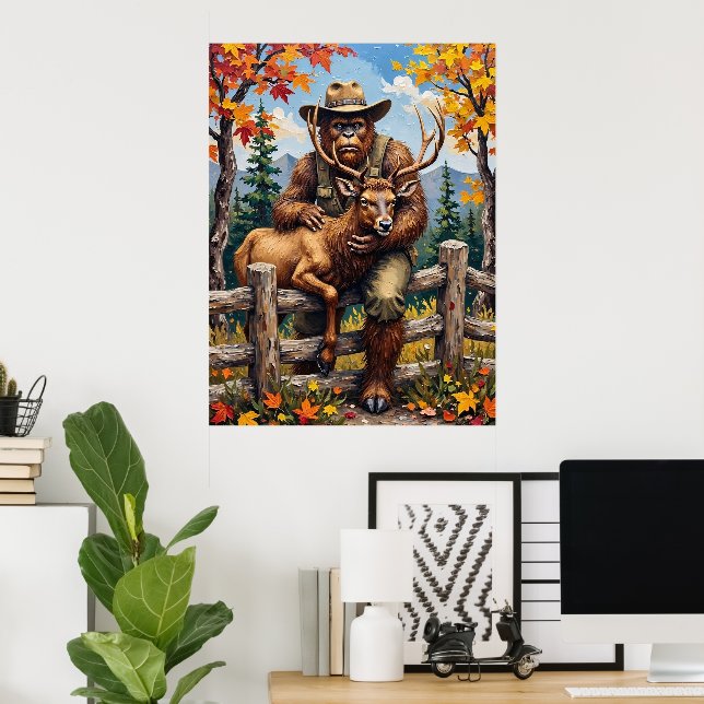 Vibrant Fall: Sasquatch and the Stag Poster (Home Office)