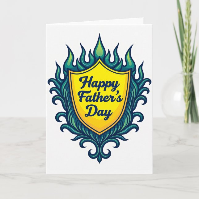 Vibrant Fathers Day Emblem Card (Front)