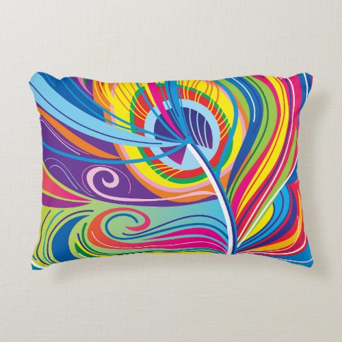 Vibrant Feather Breeze Accent Pillow