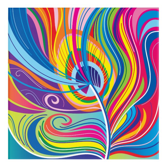 Vibrant Feather Breeze Acrylic Print (Front)