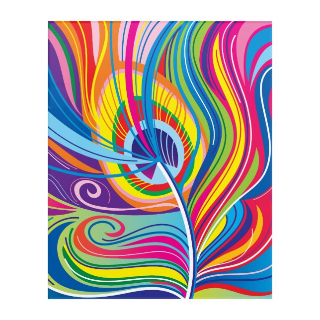 Vibrant Feather Breeze Acrylic Print (Front)