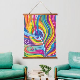 Vibrant Feather Breeze Hanging Tapestry