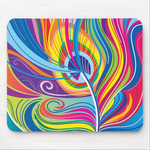 Vibrant Feather Breeze Mouse Pad