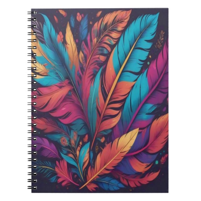 Vibrant Feather Burst Notebook (Front)