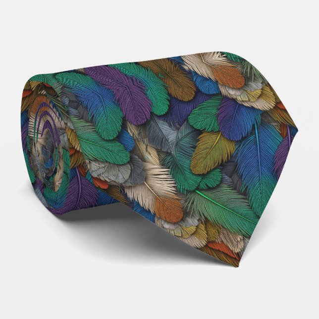 Vibrant Feather Neck Tie (Rolled)