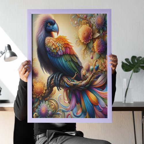 Vibrant Feathered Condor Perched Atop Tree Branch Poster