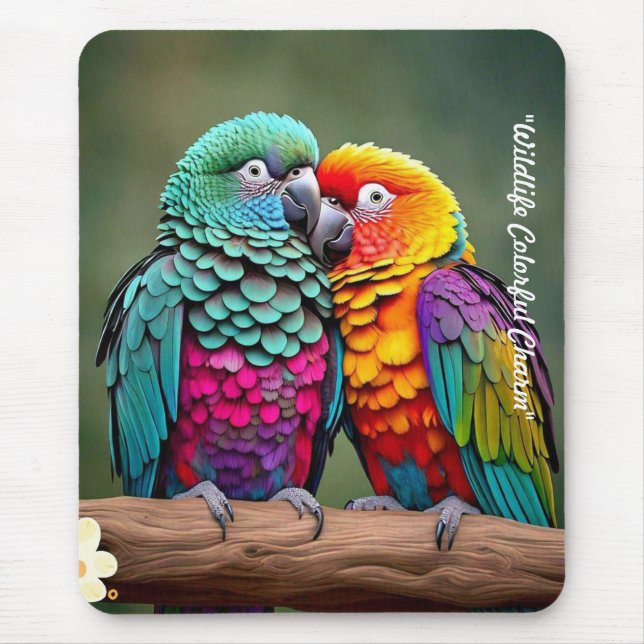 "Vibrant Feathered Friends" Mouse Pad (Front)