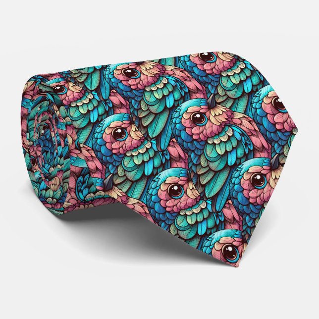 Vibrant Feathered Serenity Neck Tie (Rolled)