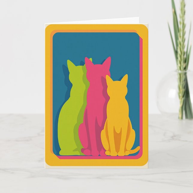 Vibrant Feline Birthday Card (Front)
