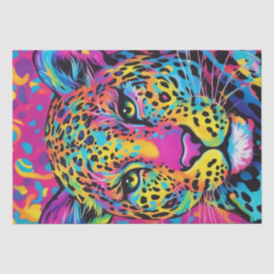 Vibrant Feline: Colorful Rainbow Leopard Decoupage Tissue Paper