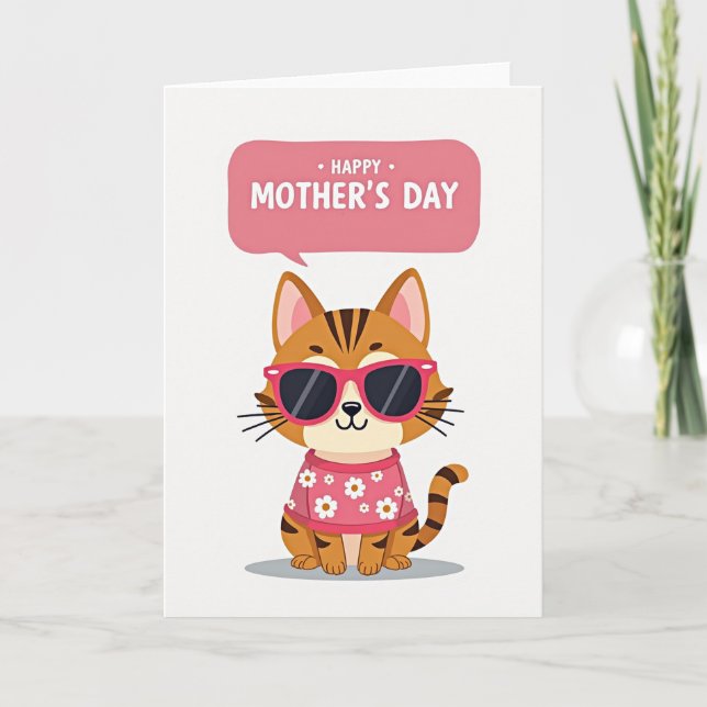 Vibrant Feline Mothers Day Card (Front)