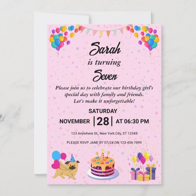 Vibrant & Festive Birthday Celebration Invite (Front)