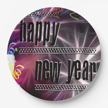 Vibrant Festive Happy New Year Celebration Paper Plates by CreativeMastermind at Zazzle