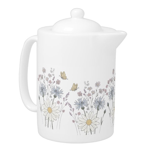 Vibrant field of wildflowers  teapot (Left)
