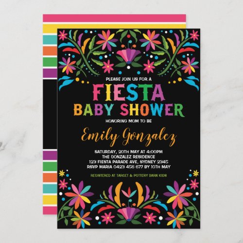 Vibrant Fiesta Baby Shower Mexican Floral Pattern Invitation