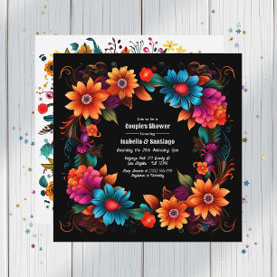 Vibrant Fiesta Floral Couple's Shower Celebration Invitation