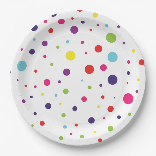 Vibrant Fiesta Polka Dot Paper Plates (Front)