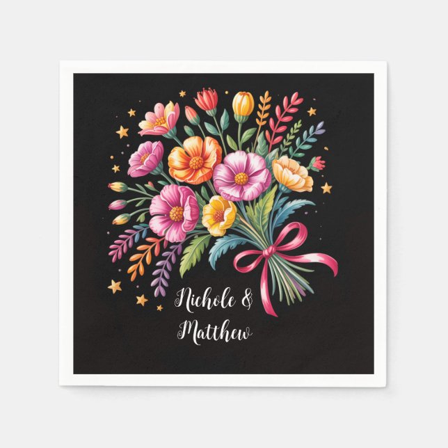 Vibrant Fiesta Wedding Bouquet Wedding Napkins (Front)