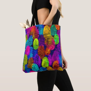 Vibrant Fingerprint Design Tote Bag