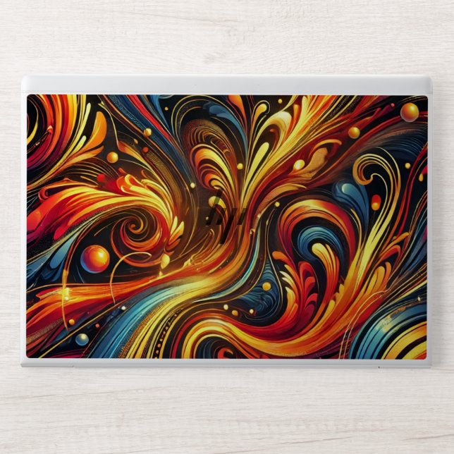 Vibrant Fire and Swirl Abstract HP Laptop Skin (Front)