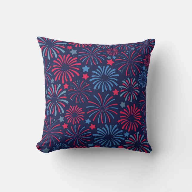 Vibrant Fireworks Display Throw Pillow (Front)