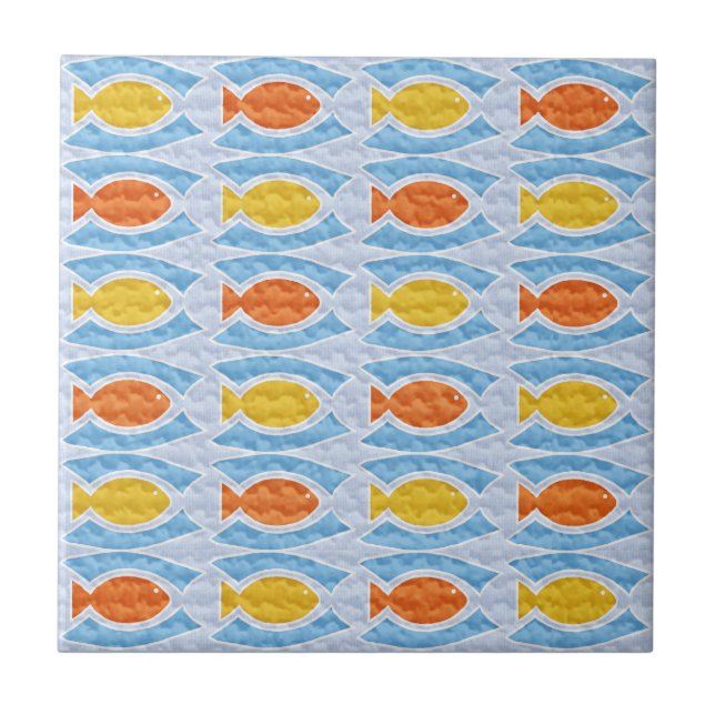 Vibrant Fish Underwater Design Ceramic Tile (Front)