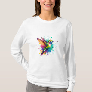Vibrant Flight – Watercolor Hummingbird Explosion T-Shirt