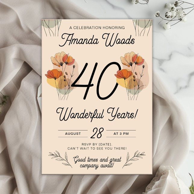 Vibrant Floral 40th Birthday Fest Invitation (Creator Uploaded)