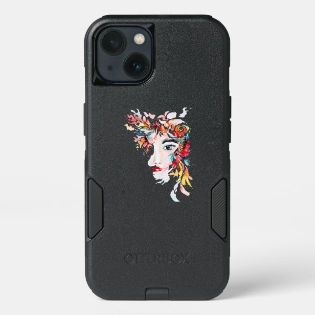 Vibrant Floral Abstract Face - OtterBox Phone Case (Back)