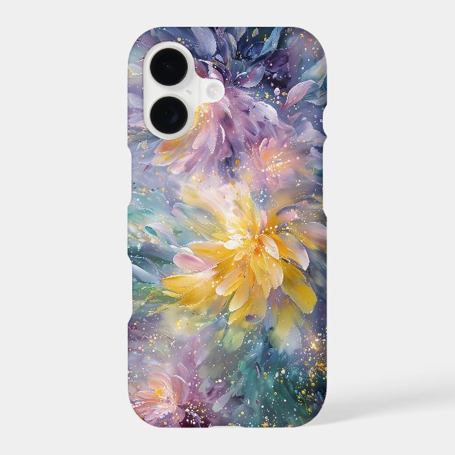 Vibrant Floral Abstract Painting with Explosion iPhone Case (Back)
