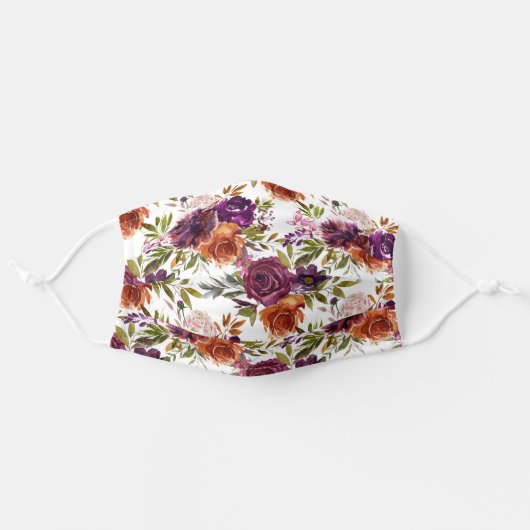 Vibrant Floral Adult Cloth Face Mask (Front, Unfolded)