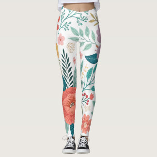 Vibrant Floral All-Over Print Pattern Leggings