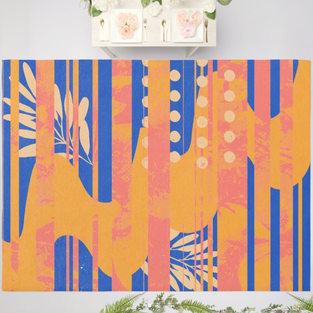 Vibrant floral and geometric design rug (Insitu (Wedding))