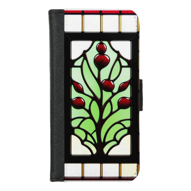 Vibrant Floral and Geometric Designs iPhone Wallet Case (Front)