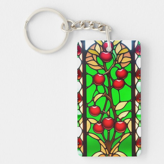 Vibrant Floral and Geometric Designs Keychain (Front)
