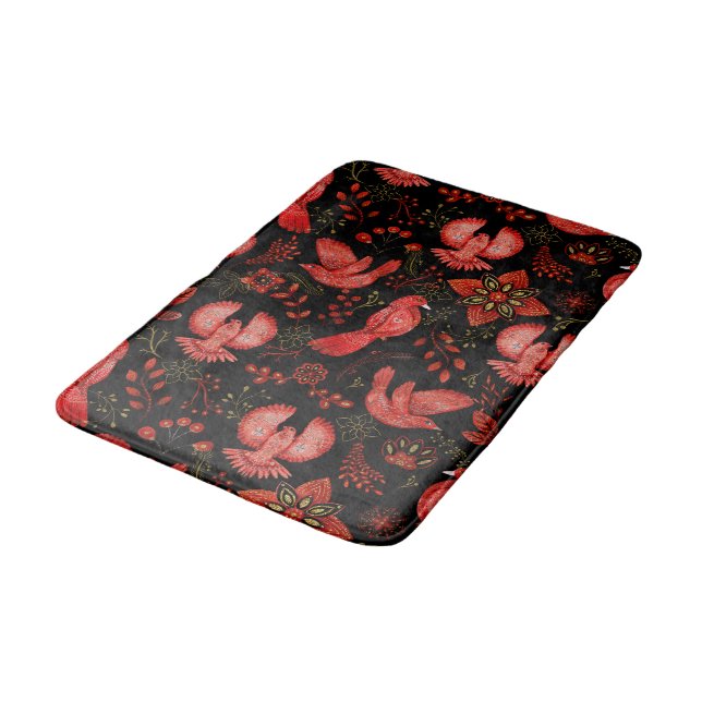  Vibrant floral and leafy pattern designs Bath Mat (Angled)