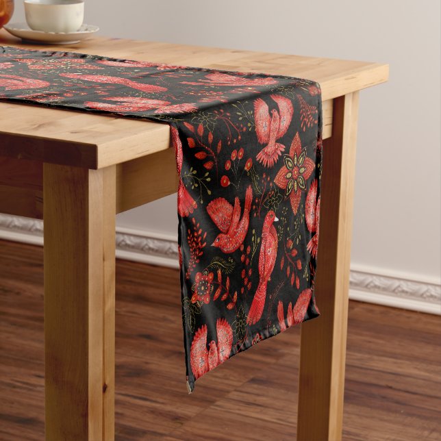  Vibrant floral and leafy pattern designs Short Table Runner (In Situ)