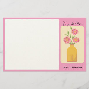Vibrant floral arrangement in a yellow vase design stationery