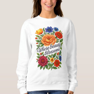 Vibrant Floral Art Sweatshirt for Women