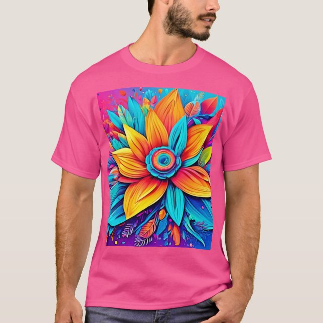 Vibrant Floral Artwork T-Shirt (Front)