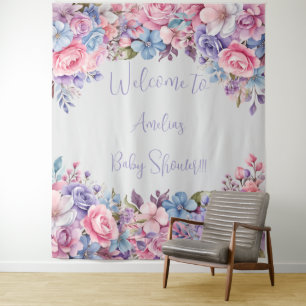 Vibrant Floral Baby Shower Photo Backdrop 