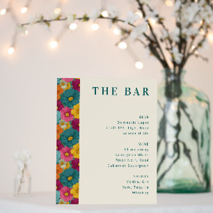 Vibrant Floral Bar Menu Foam Board