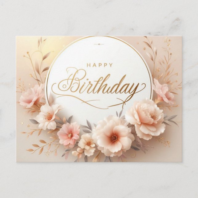 Vibrant Floral Birthday Bliss Postcard (Front)