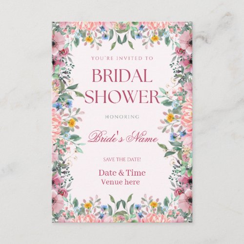 Vibrant Floral Border Bridal Shower Invitation