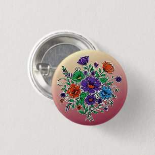Vibrant Floral Bouquet Illustration Button