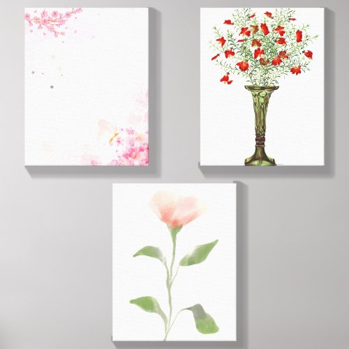 Vibrant Floral Bouquet & Soft Garden Wall Art Set Canvas Photo Tile