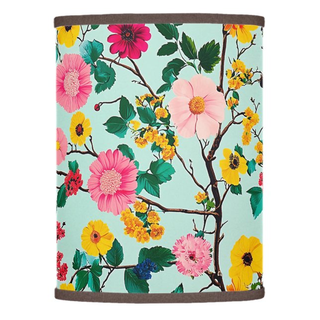 Vibrant Floral Branches Pattern Lamp Shade (Front)